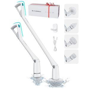 Escova Elétrica Rotativa 360 sem Fio com 2 Velocidades e 6 Acessórios, Branca, 110v, TILSWALL M4, Branco