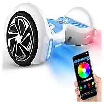 Hoverboard Off Road com Alto Falante Bluetooth, Luz LED, 220v, TOMOLOO, Branco