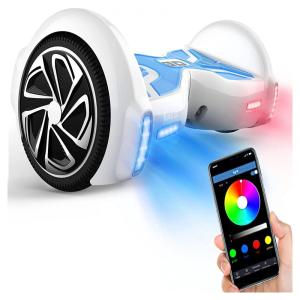 Hoverboard Off Road com Alto Falante Bluetooth, Luz LED, 220v, TOMOLOO, Branco