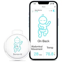 Monitor de Movimento Abdominal do Bebê, Temperatura, Rolagem e Posição, Sense U, Branco