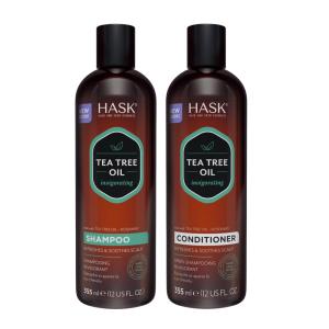 Shampoo e Condicionador Óleo de Árvore de Chá e Rosemário Todos os Tipos de Cabelos 355ml, HASK EXOTICS, Verde Limão
