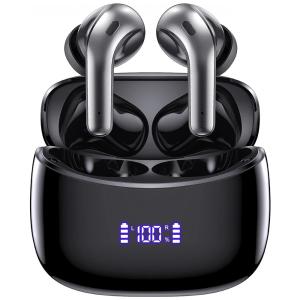 Fones de Ouvido Bluetooth com Display LED Estojo de Carregamento e Microfone, ZINGBIRD X15002, Preto
