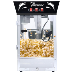 Máquina de Pipoca Comercial, 340 g, Estilo Cinema, 850W, Aço Inoxidável, Máquina de Bancada com Vidro Temperado e Acessórios, Preta,Jaxenor.