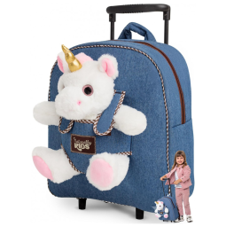Mochila infantil de rodinhas unicórnio Naturally KIDS com pelúcia removível 32 cm