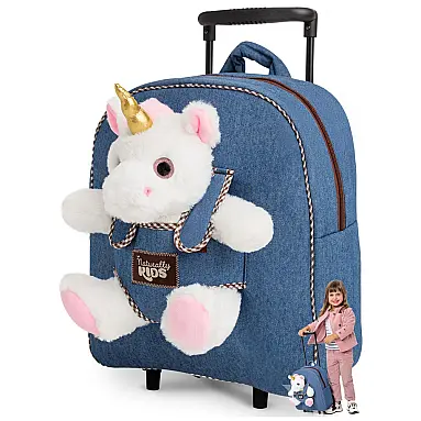 Mochila infantil de rodinhas unicórnio