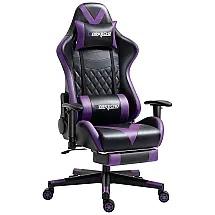 Cadeira Gamer Reclinável e Giratória com Apoio Lombar e Cabeça, e Roxa, DARKECHO, Preto
