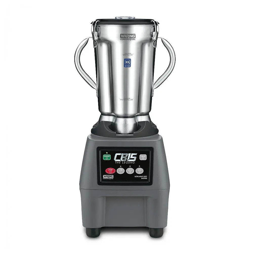 Liquidificador Comercial Waring CB15 com Motor Potente de 2,8 kW, Recipiente de Aço Inoxidável 3,8 L e Controle Eletrônico