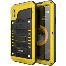 Beasyjoy Capa de Metal para iPhone X, XS A Prova dÁgua IP68 Nível Militar, Amarela