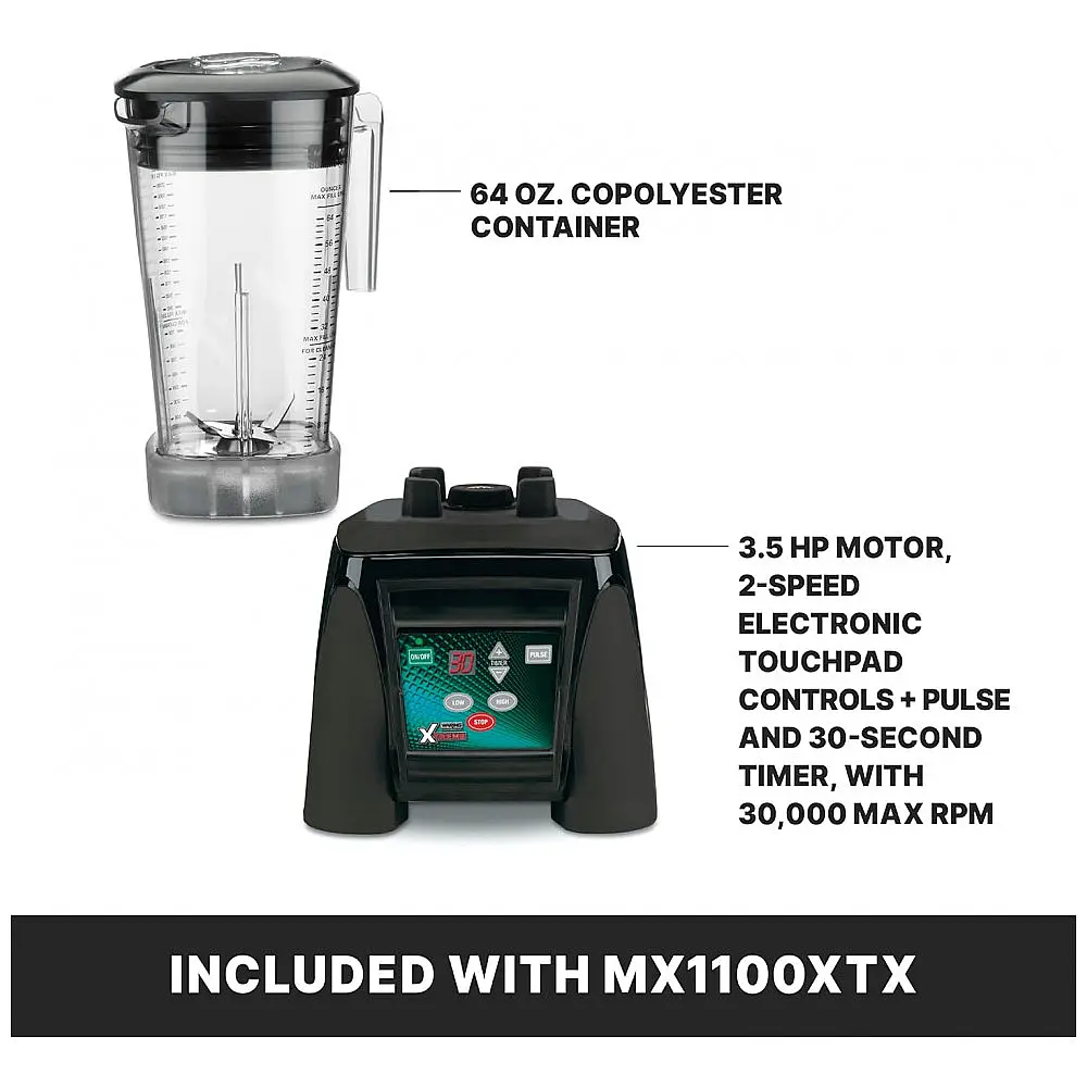 Liquidificador Comercial com Temporizador e 1,8 L de Capacidade, 110V 1560W, WARING MX1100XTX, Preto — foto 3
