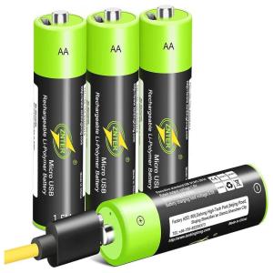 HITRENDS Bateria AA USB recarregáveis de lítio AA Bateria Li ion 1.5V , 1200mAH 4 UN