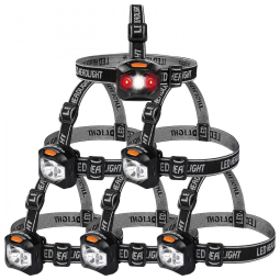 EverBrite Lanterna de Cabeça LED 150 Lúmens c, 2 luzes vermelha e Pilhas, 6PCS