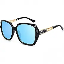 Leckirut Sombras Clássico Óculos Feminino de Sol, com lentes Polarizadas, Proteção UV 100, ção Preta, Lente Azul
