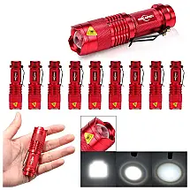 MINI FLASH LIGHT RESISTENTE A ÁGUA PACOTE COM 10 UNIDADES 300 LUMENS VERMELHA