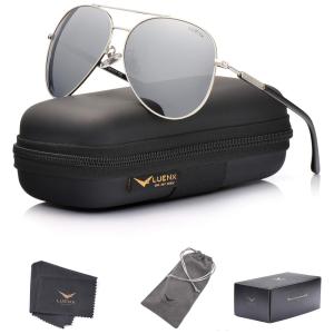 LUENX Óculos de Sol Aviador Unissex com Proteção UV 400