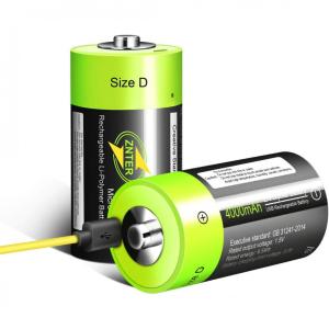Baterias de Célula D Baterias de Lítio D Recarregáveis USB 1.5V , 4500mAh