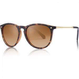 Carfia Vintage Polarizada Óculos De Sol para Mulheres. Designer De Estilo Clássico 100 Proteção UV400, ção leopardo, dourada e Lente Marrom