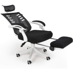 Hbada Cadeira de Escritório Reclinável Ergonômica Giratória c, Apoio Lombar, Pés