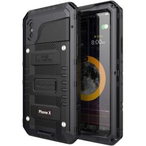 Beasyjoy Capa de Metal para iPhone X, XS A Prova dÁgua IP68 Nível Militar, Preta