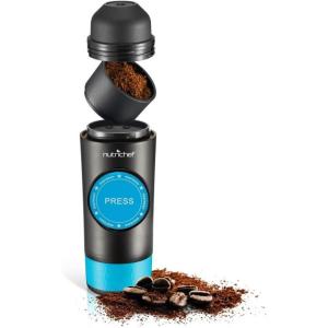 NutriChef Mini Máquina de Café Compacta e Portátil 2 em 1 Capsula e Grãos Moidos, Recarregavel