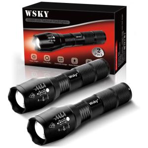 Wsky Lanterna de Mão Tática com 5 modos, 1800 Lúmens, Preta