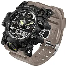 Yihou Relógio Masculino Militar Digital, Analógico c, LED e Cronômetro, Cáqui
