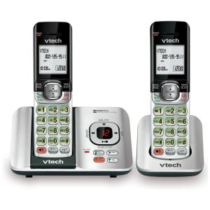 DECT 6.0 Sistema de Atendimento Telefônico com Identificação de Chamada, Chamada em Espera, 2 Hansets Sem Fio, VTECH CS6529 2, Branco