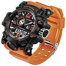 Yihou Relógio Masculino Militar Digital, Analógico c, LED e Cronômetro, Laranja