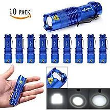 MINI FLASH LIGHT RESISTENTE A ÁGUA PACOTE COM 10 UNIDADES 300 LUMENS AZUL