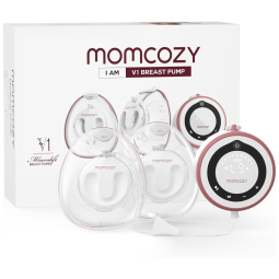 Bomba Tira Leite Elétrica com Tela Digital, 27 Combinações de Bombeamento e 5 Tamanhos de Flange 17 a 27mm, Momcozy V1, Branco