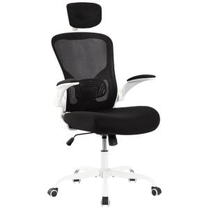 COLERLINE Cadeira de Escritório Ergonômica Giratória com Apoio de Braços, Suporte Lombar Ajustável e Apoio de Cabeça, Preta