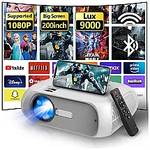 Mini Projetor Modelo 2022 com 9000 Lumens Full HD Compatível com Celulares e Laptop, 110v, STARATLAS, Branco