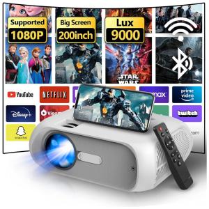 Mini Projetor Modelo 2022 com 9000 Lumens Full HD Compatível com Celulares e Laptop, 110v, STARATLAS, Branco