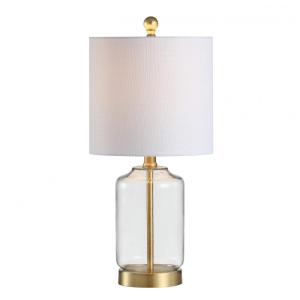 Abajur Luminária de Mesa em Vidro com 52 cm de Altura para Quarto, Sala de Estar e Escritório, 110V 100W, JONATHAN Y, Transparente e Dourado