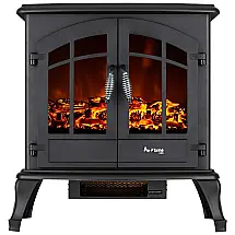 Lareira Elétrica com Chamas 3D Ajustáveis, 750W 1500W, 110v, E Flame USA, Preto