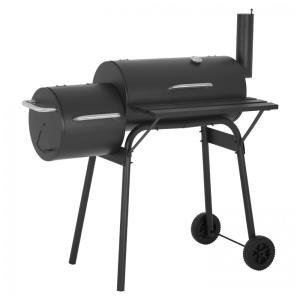 Churrasqueira a Carvão Fumante Portátil com Rodas para até 10 Pessoas, PayLessHere, Preta