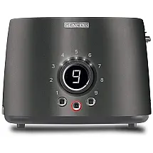 Sencor STS6058BK Torradeira Elétrica 2 Fatias com 9 Níveis de Tostagem e Tela LCD, 110V, Cinza