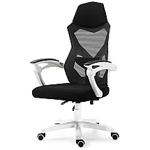 Cadeira de Escritório Ergonômica Giratória com Apoio de Braços e Suporte Lombar Ajustável, Branca, VILLESTON, Branco