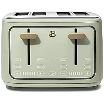 Torradeira elétrica Beautiful 4 fatias verde com display digital touch, ranhuras largas autoajustáveis, controle de tostagem, 1800W, 110V
