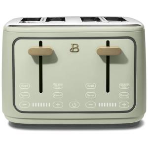 Torradeira elétrica Beautiful 4 fatias verde com display digital touch, ranhuras largas autoajustáveis, controle de tostagem, 1800W, 110V