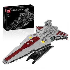 Kit de Construção Cruzador Venator Classe Ataque com 1320 Peças para Adultos, Mould King, Cinza e Vermelho