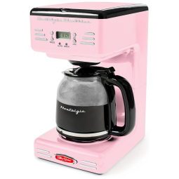 Cafeteira Elétrica 12 Xícaras Nostalgia Retro Rosa Display LED, Programável, Função Pausa, Desligamento Automático, 1000W, 110V