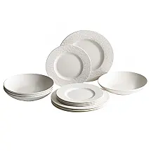 Aparelho de Jantar Villeroy & Boch Manufacture Rock Blanc 12 Peças Porcelana Branco Fosco