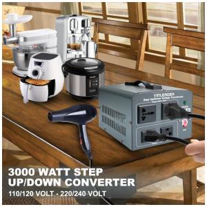 Transformador (Conversor) de Voltagem Yinleader 3000W Elevação/Redução 110-120V para 220-240V/220-240V para 110-120V Cinza com 2 Saídas US