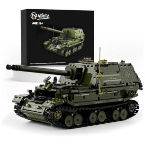 Kit de Construção Tanque Militar Ferdinand com 2436 Peças, Nifeliz, Verde