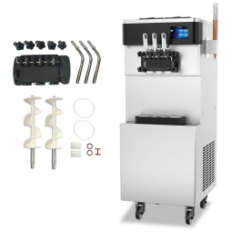 Máquina de Sorvete Soft Comercial XPW Inox 3 Sabores 2x6L Alta Produção 2450W 110V