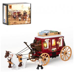 FUNWHOLE Carruagem Western com Iluminação - Conjunto de 293 Peças para Fãs do Velho Oeste