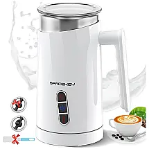 Espumador de Leite Elétrico 300 mL 4 em 1 para Café com Leite, 110V, Spacekey, Branco