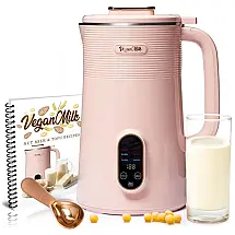 Máquina de Leite Vegetal 8 em 1, 1L com Livro de Receitas e Acessórios Incluídos, Roman Ventures, Rosa