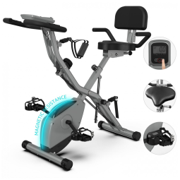 Bicicleta Ergométrica Dobrável 5 em 1 para Exercícios em Casa, com 16 Níveis de Resistência Magnética Silenciosa, Volante de 3 kg,USLIM.