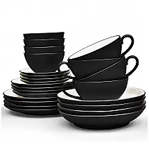 Aparelho de Jantar para Todas as Ocasiões com 24 Peças, Formato Redondo e Material de Cerâmica, Noritake, Preto